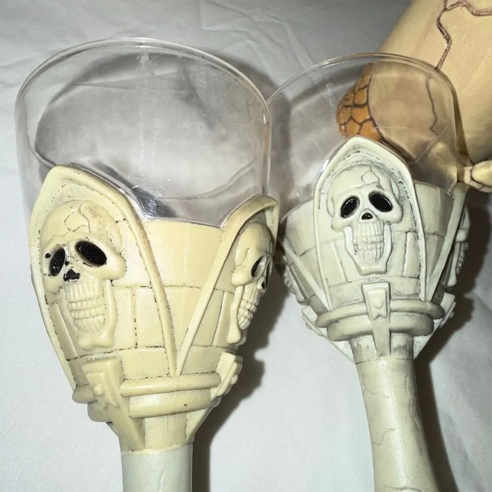 Gothic Skull Mug & Chalice Set | Halloween Pirate Drinkware Trio | Resin & Ceram